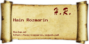 Hain Rozmarin névjegykártya